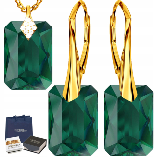 Set Emerald Gold Cubic Zirconia Silver Darček